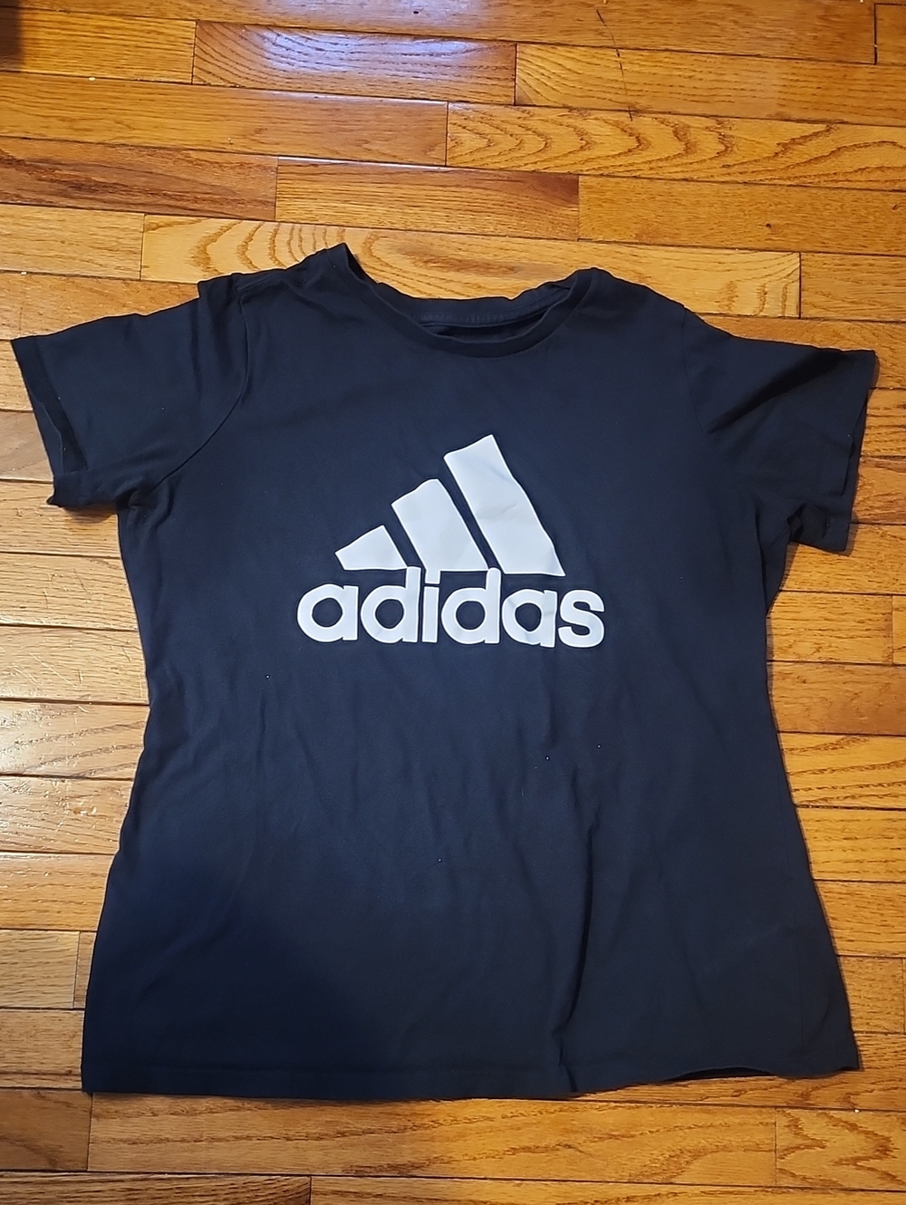 Adidas Women's Black Tee with White Logo; 1X